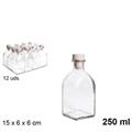 BOTTIGLIA IN VETRO QUADRATA 250 ML TAPPO SILICONE