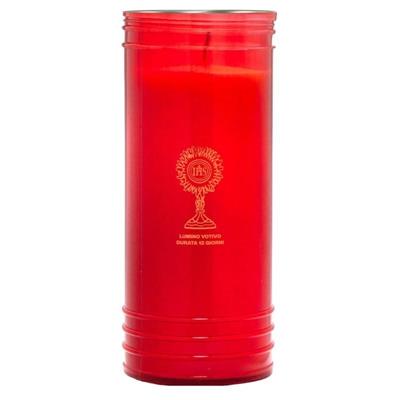 LUMINO VOTIVO D.10XH24 CM 1,2KG CERA GIALLA ROSSO 100/24R