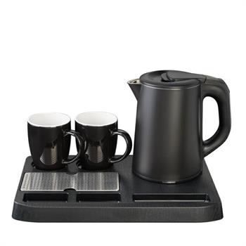BOLLITORE ELETTRICO 0,8 LT CON VASSOIO E 2 TAZZE 1360 W