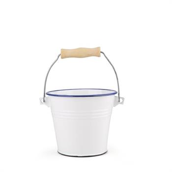 SECCHIELLO SMALTATO BIANCO BLU D. 14 CM