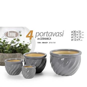 CASPO CERAMICA 4 PZ DECORO ONDA GRIGIO