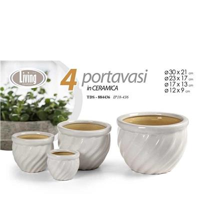 CASPO CERAMICA 4 PZ DECORO ONDA BIANCO