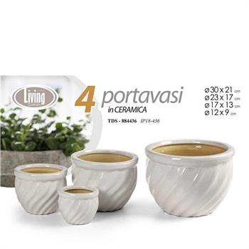 CASPO CERAMICA 4 PZ DECORO ONDA BIANCO