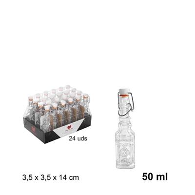 BOTTIGLIA VETRO QUADRATA TAPPO MECCANICO 50 ML