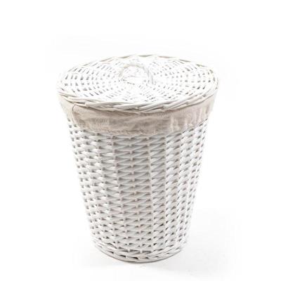 CESTINO VIMINI CON COPERCHIO E TESSUTO D. 30 X H 35 CM