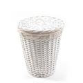 CESTINO VIMINI CON COPERCHIO E TESSUTO D. 30 X H 35 CM