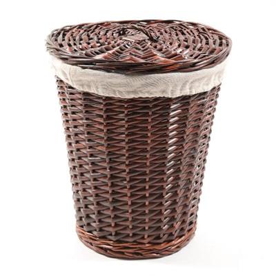 CESTINO VIMINI CON COPERCHIO E TESSUTO D. 30 X H 35 CM