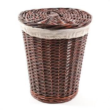 CESTINO VIMINI CON COPERCHIO E TESSUTO D. 30 X H 35 CM