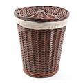 CESTINO VIMINI CON COPERCHIO E TESSUTO D. 30 X H 35 CM