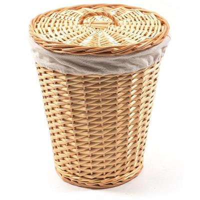 CESTINO VIMINI CON COPERCHIO E TESSUTO D. 30 X H 35 CM