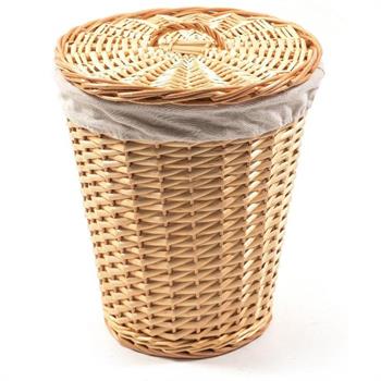 CESTINO VIMINI CON COPERCHIO E TESSUTO D. 30 X H 35 CM