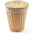 CESTINO VIMINI CON COPERCHIO E TESSUTO D. 30 X H 35 CM