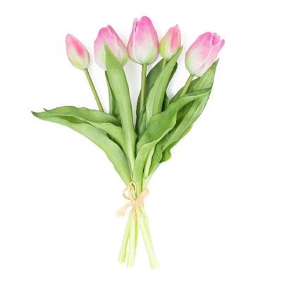 FIORE BOUQUET 5 TULIPANI CANGIANTI IN PVC 20X6XH31 CM FUCSIA