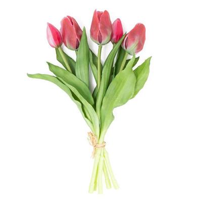 FIORE BOUQUE 5 TULIPANI CANGIANTI IN PVC 20X6XH31 CM ROSSO