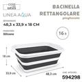 BACINELLA RETTANGOLARE PIEGHEVOLE IN SILICONE AQUA 16 LT