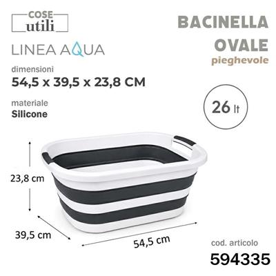 BACINELLA OVALE PIEGHEVOLE AQUA 26 LT