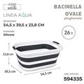 BACINELLA OVALE PIEGHEVOLE AQUA 26 LT