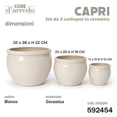 CASPO CERAMICA CAPRI BIANCO SET 3 PZ D. 28/20/15 CM