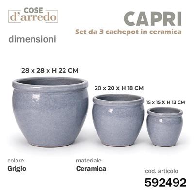 CASPO CERAMICA CAPRI GRIGIO SET 3 PZ D. 28/20/15 CM