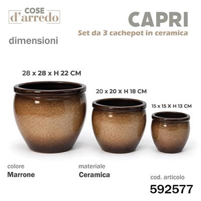 CASPO CERAMICA CAPRI MARRONE SET 3 PZ D. 28/20/15 CM