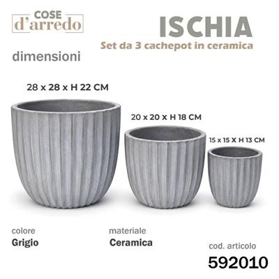 CASPO CERAMICA ISCHIA GRIGIO SET 3 PZ D. 28/20/15 CM