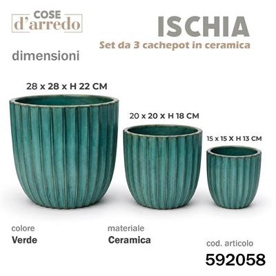 CASPO CERAMICA ISCHIA VERDE SET 3 PZ D. 28/20/15 CM