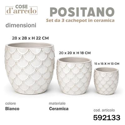 CASPO CERAMICA POSITANO BIANCO SET 3 PZ D. 28/20/15 CM