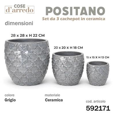 CASPO CERAMICA POSITANO GRIGIO SET 3 PZ D. 28/20/15 CM