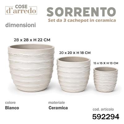 CASPO CERAMICA SORRENTO BIANCO SET 3 PZ D. 28/20/15 CM