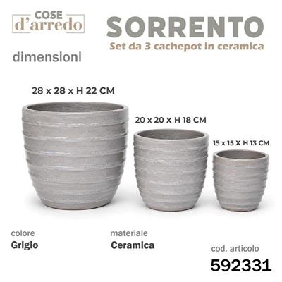 CASPO CERAMICA SORRENTO GRIGIO SET 3 PZ D. 28/20/15 CM
