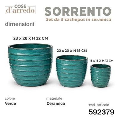 CASPO CERAMICA SORRENTO VERDE SET 3 PZ D. 28/20/15 CM