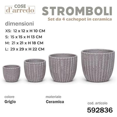 CASPO CERAMICA STROMBOLI GRIGIO SET 4 PZ D. 29/21/15/12 CM
