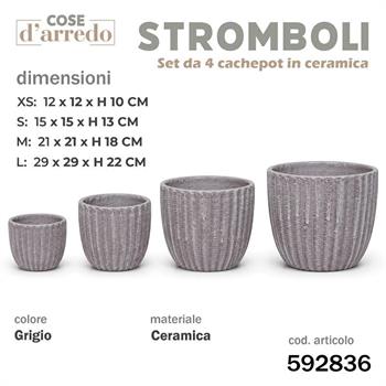 CASPO CERAMICA STROMBOLI GRIGIO SET 4 PZ D. 29/21/15/12 CM