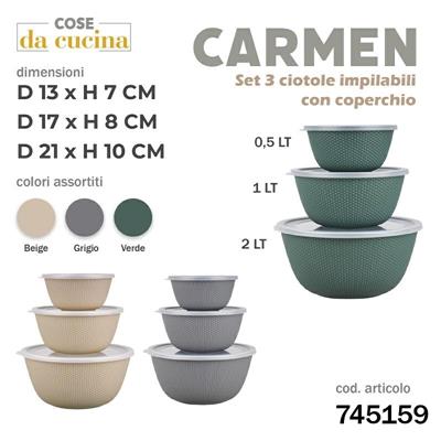 CIOTOLA CARMEN IMPILABILE CON COPERCHIO SET 3 PZ