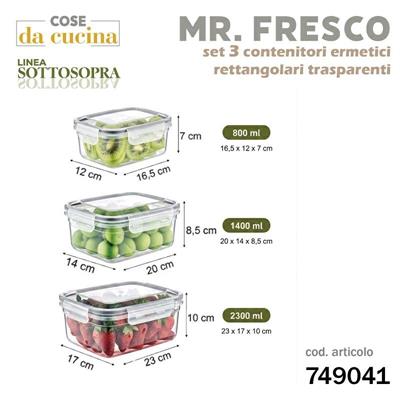 CONTENITORE ERMETICO RETTANGOLARE MR FRESCO SET 3 PZ