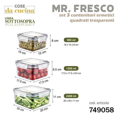 CONTENITORE ERMETICO QUADRATO MR FRESCO SET 3 PZ