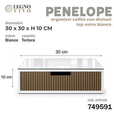 SCATOLA ORGANIZER PENELOPE COFFEE TOP VETRO BIANCO
