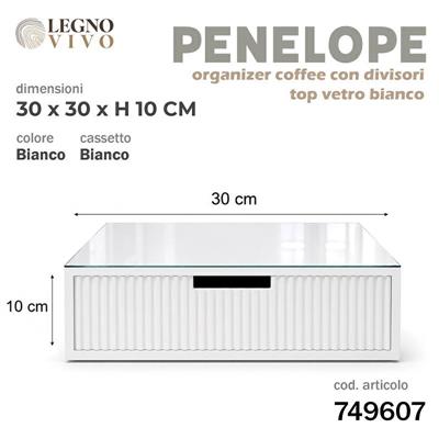 SCATOLA ORGANIZER PENELOPE COFFEE TOP VETRO BIANCO