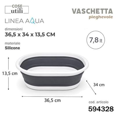 VASCHETTA PIEGHEVOLE IN SILICONE AQUA 7,8 LT