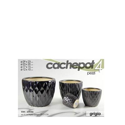 CASPO CERAMICA SET 4PZ DECORO ONDE GRIGIO SCURO