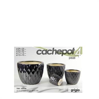 CASPO CERAMICA SET 4PZ DECORO ONDE GRIGIO SCURO