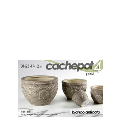 CASPO SET 4PZ DECORO BIANCO ANTICATO