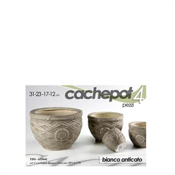 CASPO CERAMICA SET 4PZ DECORO BIANCO ANTICATO