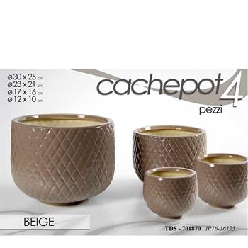CASPO CERAMICA SET 4 PZ DECORO TRAPUNTATO BEIGE