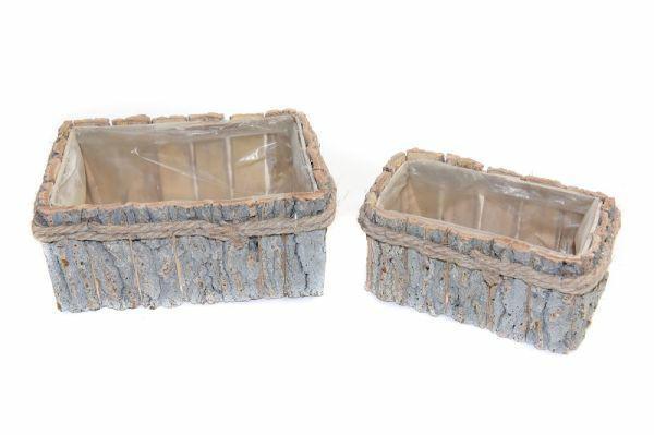 CASPO PORTAPIANTE IN CORTECCIA SET 2PZ (23X17X10CM)(20X11,5X