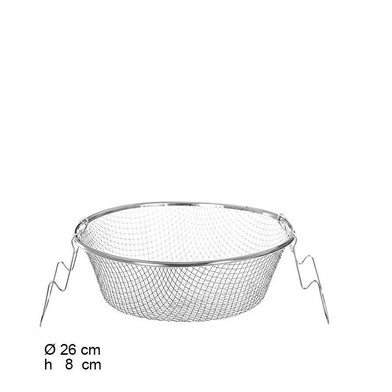 Cestello Per Frittura In Acciaio Inossidabile 23 Cm - Rete A Maglia Fine Con Manico Lungo - Riutilizzabile, Antiruggine Per Patatine E Pesce