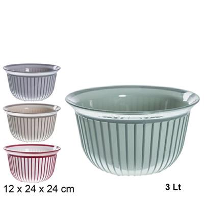 CIOTOLA IN PLASTICA D. 24 X H 12 CM 3 LT COLORI ASS