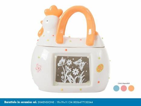 SCATOLA IN CERAMICA 19X19X11CM FORMA GALLINA COLORI ASS.
