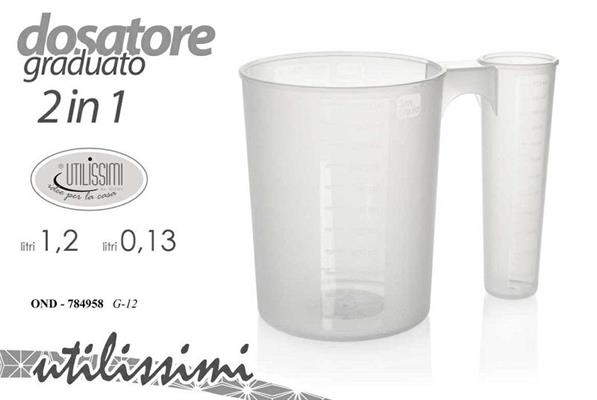 DOSATORE MISURINO GRADUATO 2 IN 1 1,2 LT + 0,13 LT - Casalinghi in plastica  - Bottiglieri Casalinghi