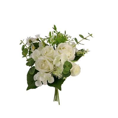 FIORE BOUQUET ROSA ASSORTITA 5 FIORI 35 CM COLORE BIANCO
